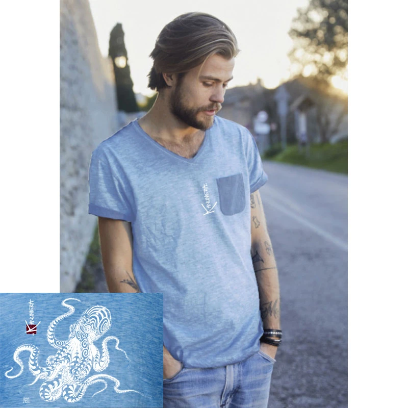 T-Shirt KANUMERA La Pieuvre Tatoo Homme SKY BLUE 1 T-Shirt KANUMERA La Pieuvre Tatoo Homme SKY BLUE