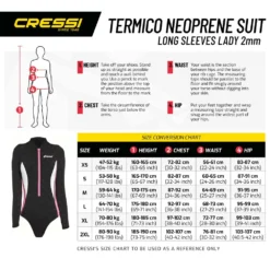 Maillot TERMICO CRESSI Manches Longues Dame 2mm -AQUALUNG || BEUCHAT Soldes Boutique termico dame manche long ta 2