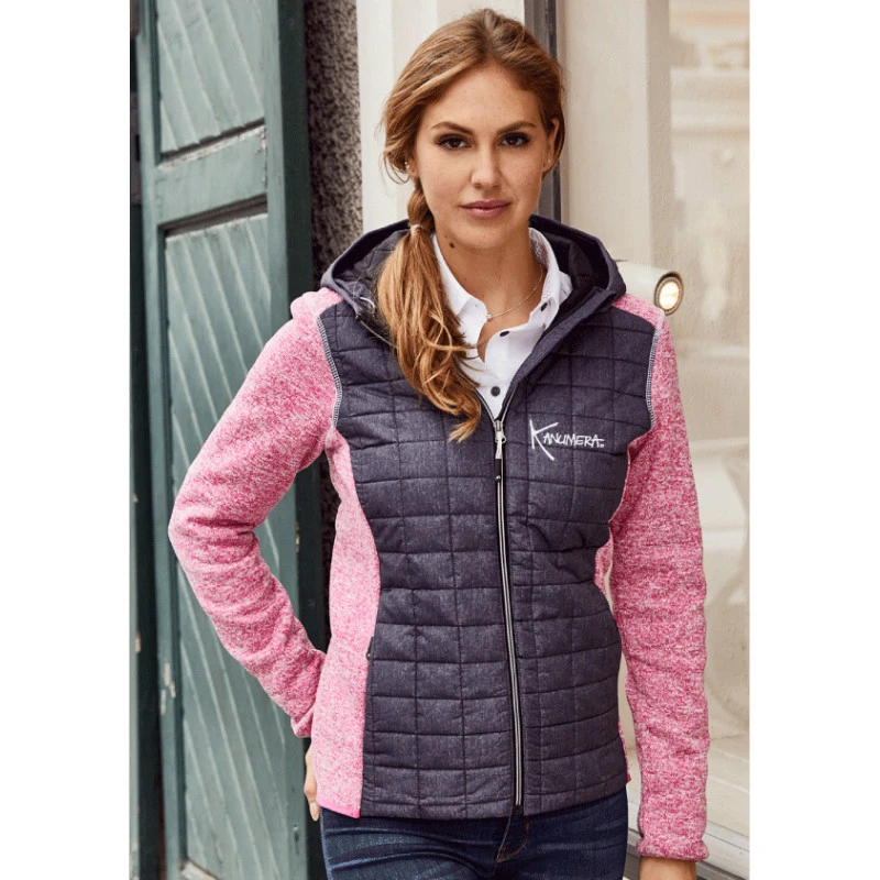 VESTE TRICOTÉE HYBRIDE Dame Framboise Chiné 3 VESTE TRICOTÉE HYBRIDE Dame Framboise Chiné – Image 3