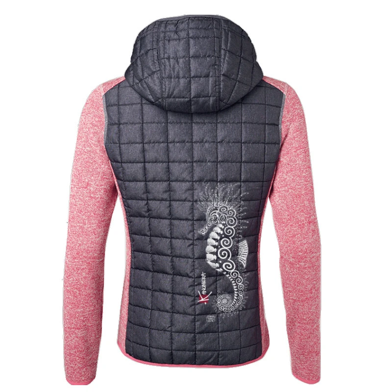 VESTE TRICOTÉE HYBRIDE Dame Framboise Chiné 2 VESTE TRICOTÉE HYBRIDE Dame Framboise Chiné – Image 2