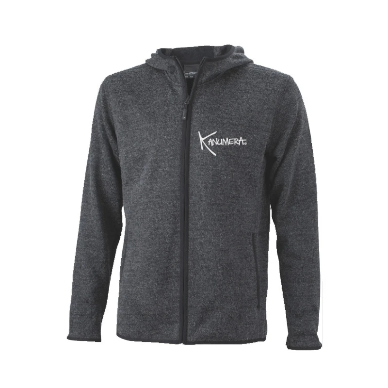 Veste POLAIRE TRICOTE à Capuche KANUMERA Charbon Chiné 1 Veste POLAIRE TRICOTE à Capuche KANUMERA Charbon Chiné