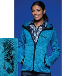 Veste POLAIRE TRICOTE à Capuche KANUMERA Dame Lagon Chiné -AQUALUNG || BEUCHAT Soldes Boutique veste polaire cap lagon f 3