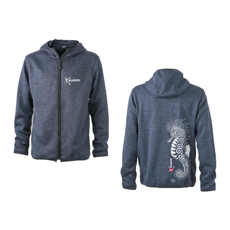 Veste POLAIRE TRICOTE à Capuche KANUMERA Poivre Bleu 1 Veste POLAIRE TRICOTE à Capuche KANUMERA Poivre Bleu