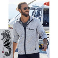 Veste POLAIRE TRICOTE à Capuche KANUMERA Poivre Sel -AQUALUNG || BEUCHAT Soldes Boutique veste polaire cap poivre s